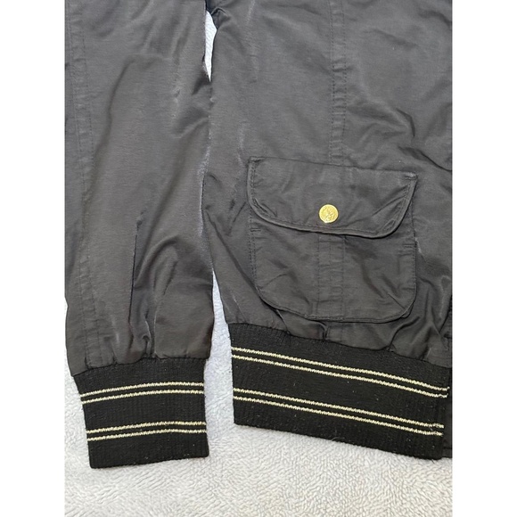 South Pole Large Womens Hooded Bomber Jacket Black Gold Hardware Streetwear - Picture 6 of 12